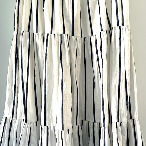 White and Blue Striped Tiered Maxi Skirt - Picture 3 of 3